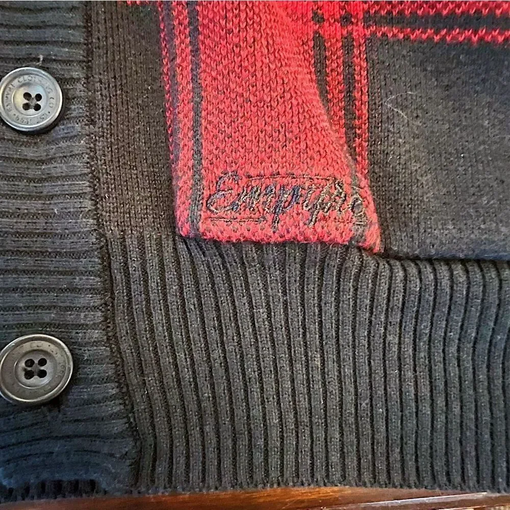 Empyre Red/black Checkered Button Down Cardigan Sweater Size Medium